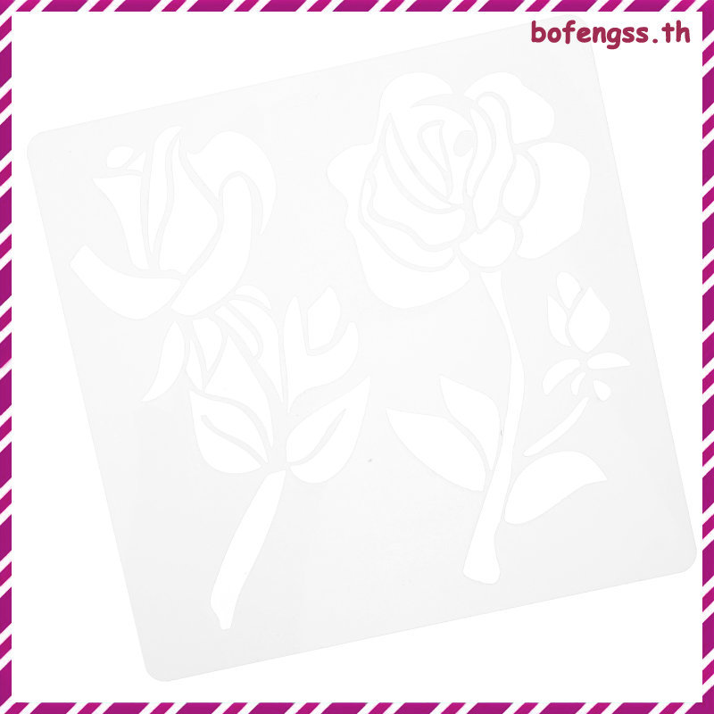 Floral Texture Stencils ลายดอกไม้ สีขาว 1 ชิ้น สำหรับตกแต่งบ้าน