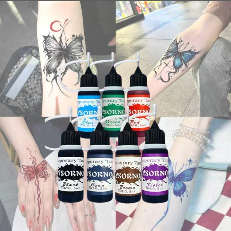 TT HOME01 [พร้อมส่ง] ชุดหมึกสัก Tattoo ชั่วคราว กันน้ำ ติดทนนาน 7-15 วัน มีให้เลือกหลายสี สวยง่ายไม่ต้องเจ็บตัว
