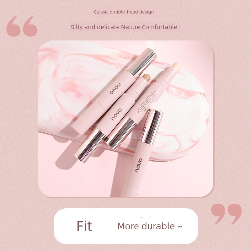 คอนทัวร์ contour Novo Official Flagship Store สามมิติ Double-Headed Contouring Highlighter คอนซีลเลอ