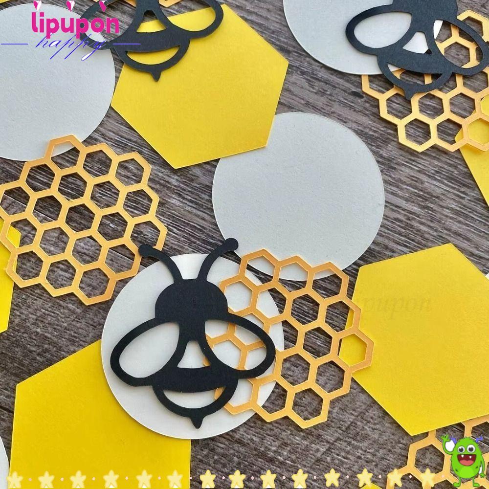 LIPUPON 100 ชิ้น Party Confetti, DIY ตกแต่งการ์ตูน Bee Confettis, ธีมตกแต่งรังผึ้ง Theme ตาราง Confe