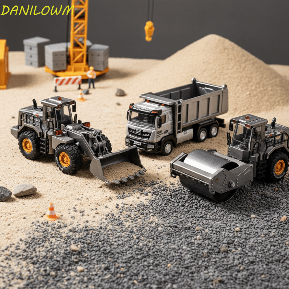 DANILOWM Excavator Diecast Model, Alloy Plastic Pull Back Bulldozer Diecast Model, Truck Toys Diecas