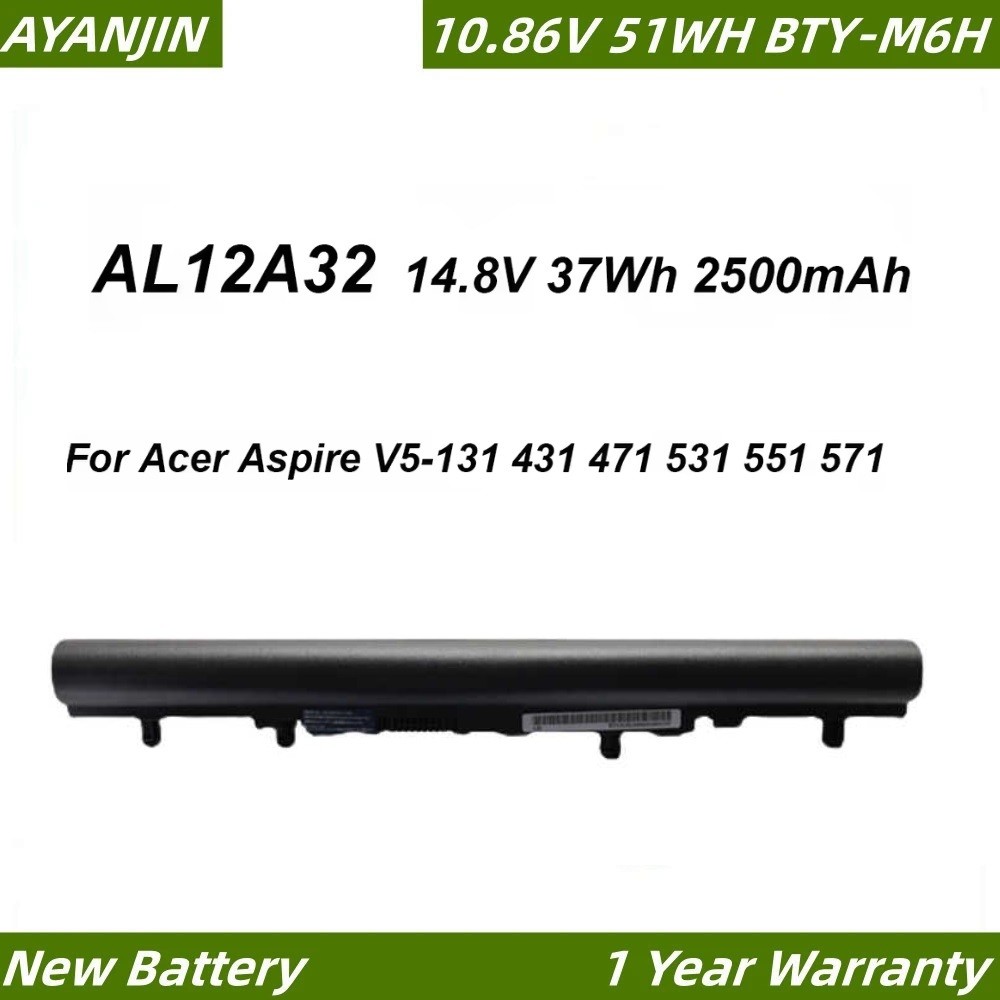 AL12A32 AL12A72 14.8V 37Wh 2500mAh Laptop Battery For Acer Aspire V5-131 431 471 531 531G 551 551G 5