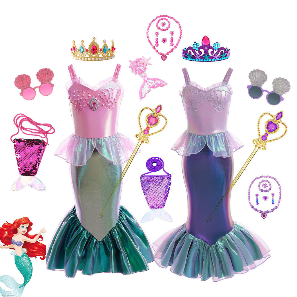 Mermaid Pearl Sling Princess Dress Mermaid Ariel Phantom Fantasy Skirt คอสเพลย์ Ariel