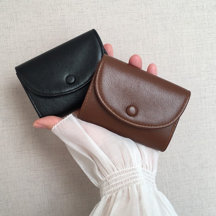 Retro Oil Wax Leather Card Holder Organ Style Small Multi-card ID Card Holder