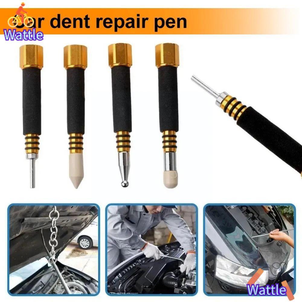 WATTLE 4 ชิ้นรถ Body Dent Repair เครื่องมือ,อลูมิเนียม Anti-Slip Tap Down ปากกา, Paintless ที่ถอดออก