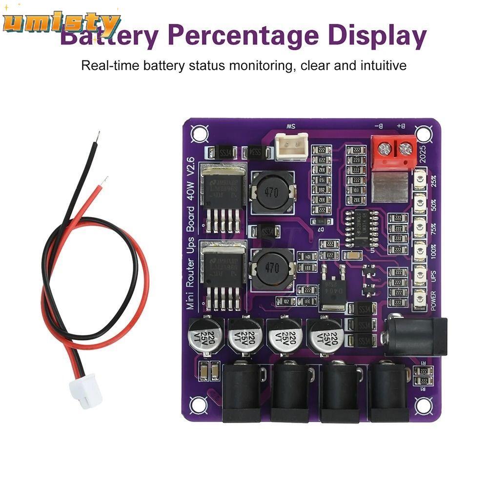 UMISTY Mini Router UPS, DC 12.6V 40W Power UPS Board, Professional 4 ทิศทางเอาต์พุตแหล่งจ่ายไฟ Route