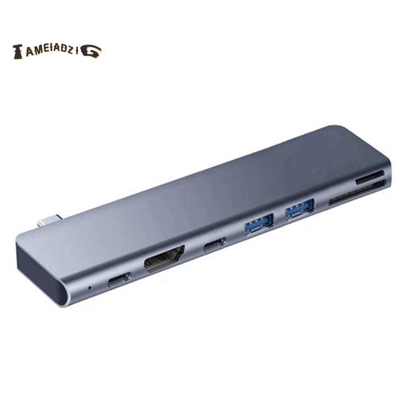 [คุณภาพ T]Tebe 7 in 1 Type-C Hub USB -C ถึง 4K -เข้ากันได้กับ USB 3.0 SD/TF PD Fast Charging Splitte