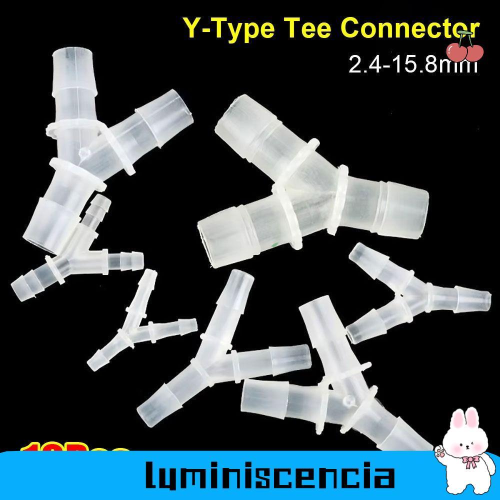 LUMINESCIA 10 ชิ้น Y-Type Tee Connector, พลาสติกอ่อน 3 ทาง Connector, ทนทาน 2.4-2.8 มม. PP PE ท่ออุป