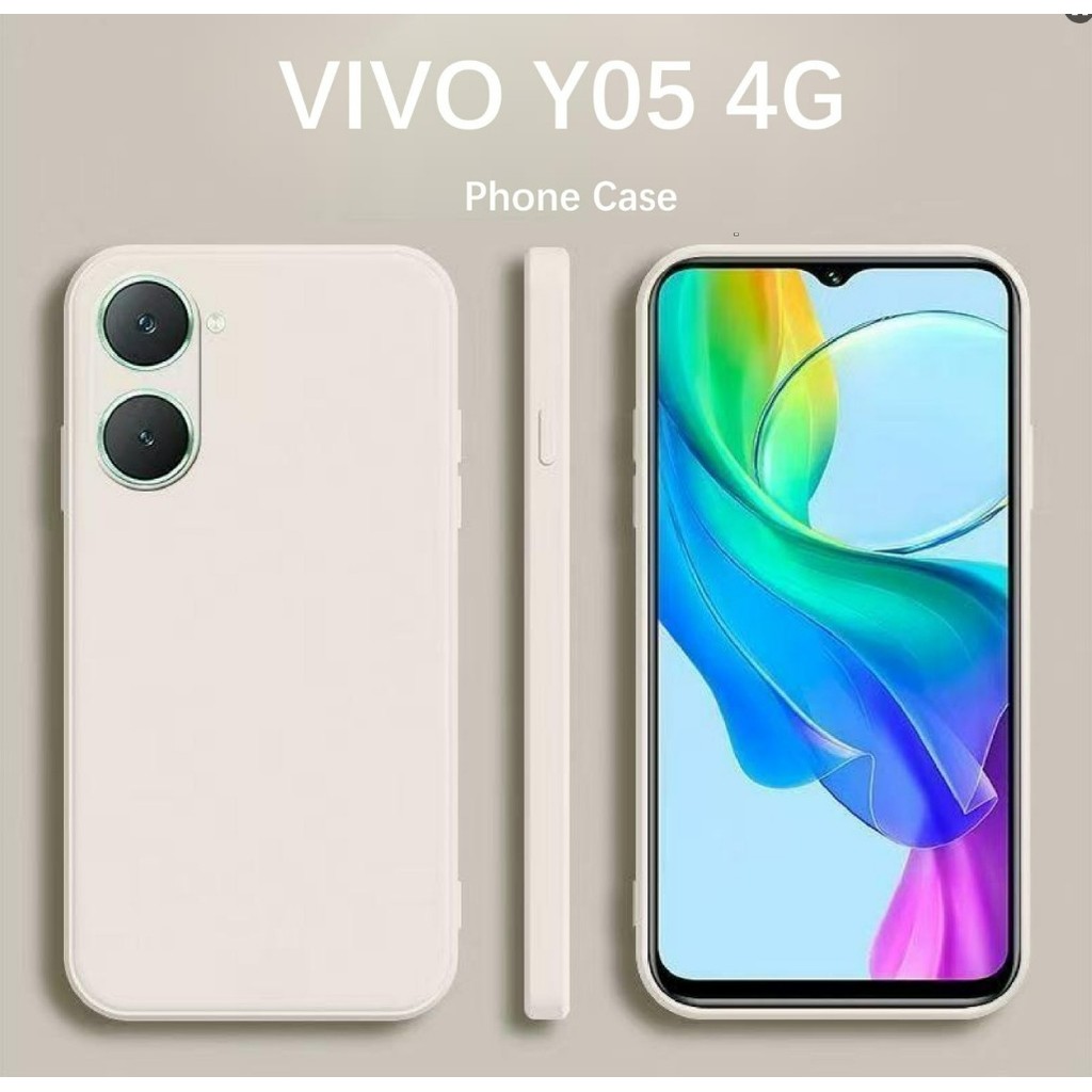 In Stock สําหรับ VIVO Y05 4G กรณีป้องกันการล่มสลายซิลิโคนเต็มกรณีคลาสสิกสีทึบเคสโทรศัพท์ฝาครอบ