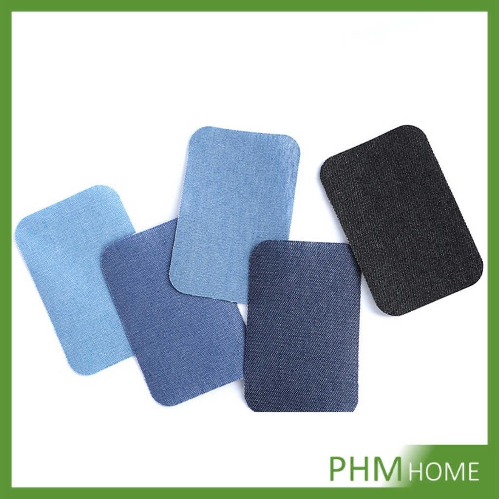 PHM 5 ชิ้น/ชุด เซตซ่อมกางเกงยีนส์ขาด มีหลายรูปทรง ไม่ต้องเย็บติดด้วยเตารีด Denim Patches