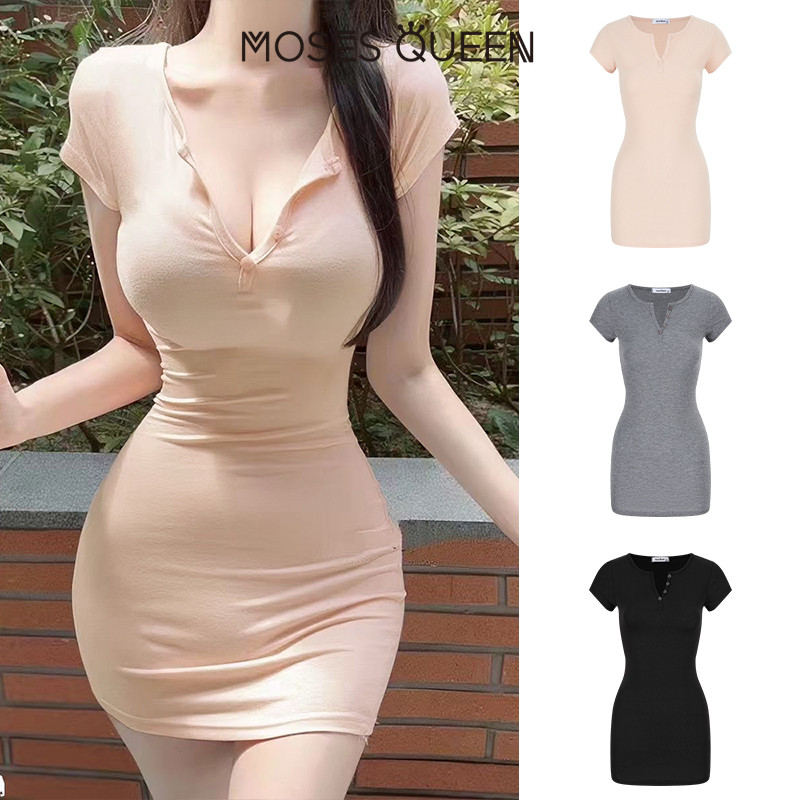 < MOSESQUEEN > โมเสส ราชินี ชุดเดรสสไตล์เร้าอารมณ์เซ็กซี่และบริสุทธิ์สําหรับผู้หญิงในฤดูร้อนทรงเข้ารูปเอวต่ําพร้อมสะโพกรวบรวมและความยาวสั #63623
