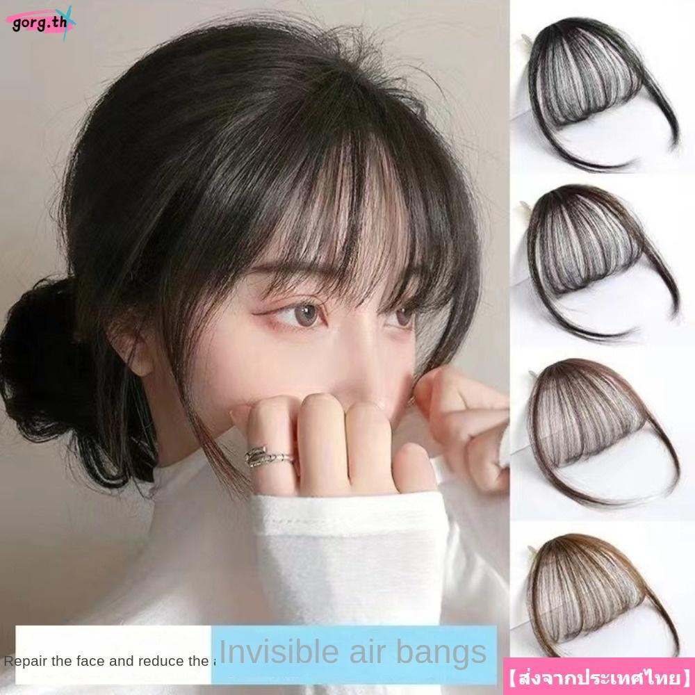 จัดส่งจากประเทศไทยGORG Air Bangs Hairpiece, ผู้หญิงสังเคราะห์ Mini Fake Bangs, สีดําสีน้ําตาลสําหรับ