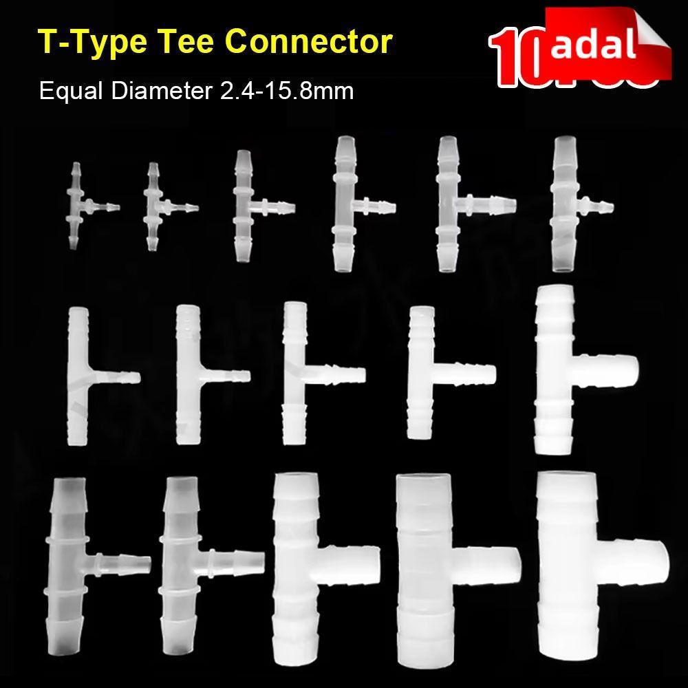 ADAL 10 ชิ้น T-Type Tee Connector, 1.6-15.8 มิลลิเมตร PP PE 3 Way Connector, นุ่ม Equal เส้นผ่านศูนย
