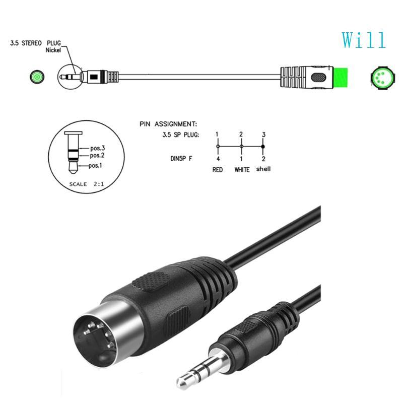 จะ 5-Pin DIN-Male สาย 3 5 มม.ชาย MIDI Din 5 Pin MIDI ชายหญิงสาย