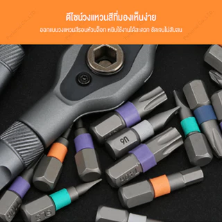 ชุดไขควงช่าง ใช้ได้ทั้งงานซ่อมและประกอบ เหมาะกับไขควงหัวแบน หัวแฉกและหัวดาว ชุดบล็อกด้ามฟรี 42/24 in 1 ใช้งานหลากหลาย