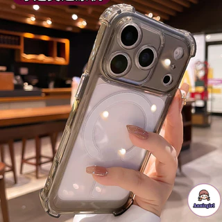 หรูหราแม่เหล็กชาร์จไร้สายเคสโทรศัพท์สําหรับ ไอโฟน 16 17 15 14 13 11 12 มือโปร สูงสุด อากาศ โปร่งใสกันกระแทกฝาครอบกันชน