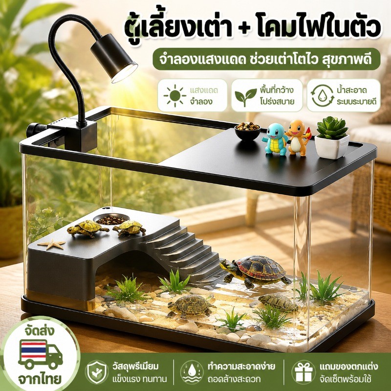 COD แทงค์เลี้ยงเต่า ชุดถังเต่า มัลติฟังก์ชั่น อ่างเต่า โคมเต่า และโต๊ะอาบแดด อ่างเต่า พื้นที่ของสัตว์เลื้อยคลาน