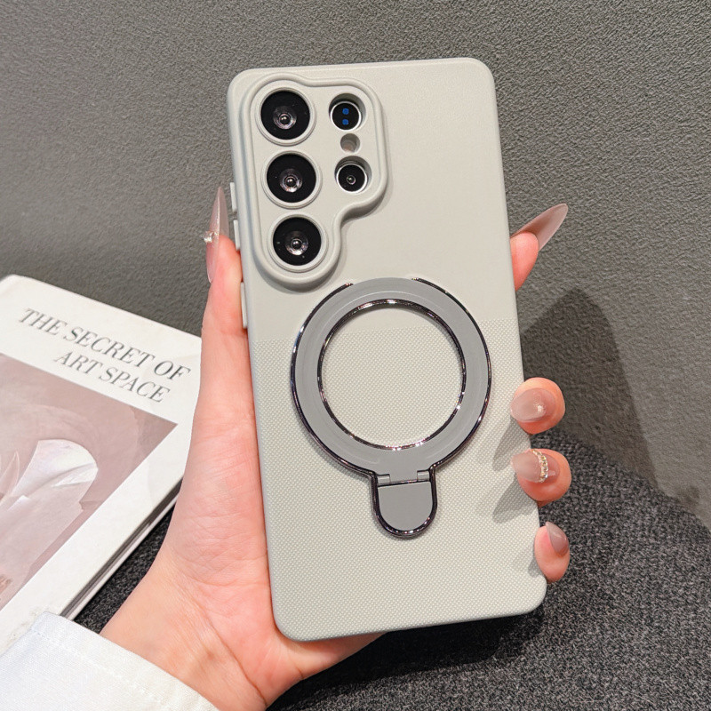 Luxury Polka Dot รูปแบบวงเล็บแม่เหล็กสําหรับ Samsung Galaxy S26 Ultra Plus S25 S24 S23 Ultra Plus FE A57 สร้างขึ้นในกํามะหยี่ชาร์จไร้สายกันกระแทกนุ่ม