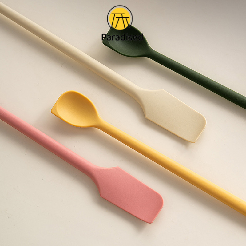 PA1 ชิ้นไม้พายซิลิโคนทนความร้อนด้ามยาว Dual-Ended Scraper พร้อมช้อนแยมไม้พายอุปกรณ์ครัวอุปกรณ์ครัวใหม่