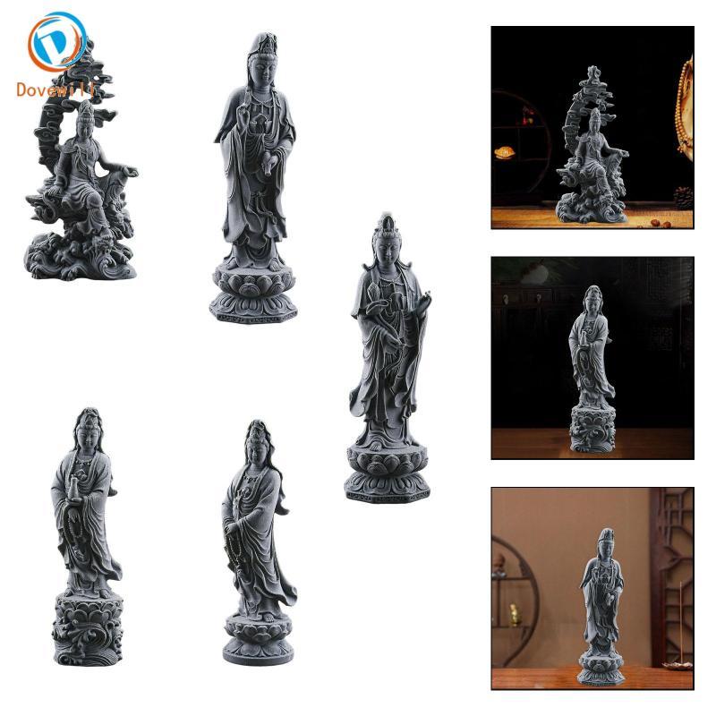 [Dovewill] เรซิ่น Kuanyin ประติมากรรมตุ๊กตาตกแต่งหรูหราสําหรับบ้านตกแต่งห้องหรูหราห้องนอนโต๊ะ