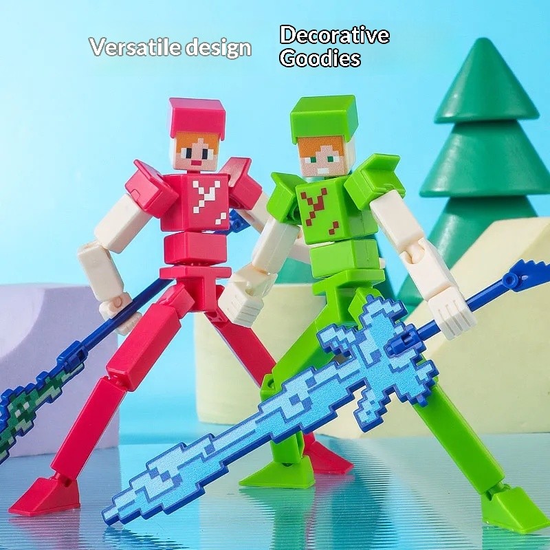 ✨🧩Minecraft Action Figure Pixel Style Articulated Joint Block Building Toy Trendy Collectible Cube Character DIY Assembly Doll Desktop Decor Gift ฟิกเกอร์มายคราฟ ต่อประกอบ ข้อต่อขยับได้ ตุ๊กตาพิกเซล ของเล่น DIY ของขวัญ 2026