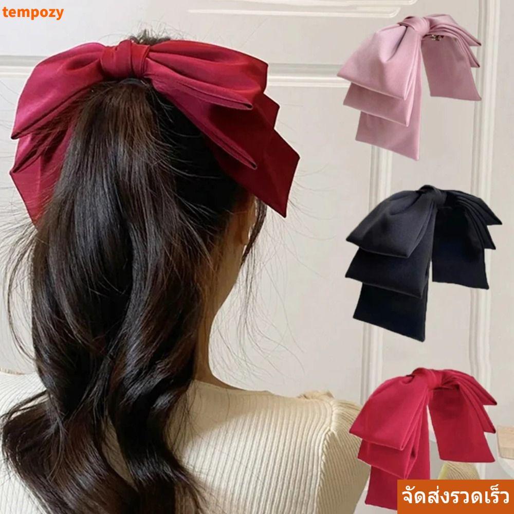 จัดส่งรวดเร็วTEMPOZY 1 ชิ้นกิ๊บ, หลายชั้นเกาหลีแฟชั่น Pinch ผมโบว์, Solid สีชมพูสีดําสาวผู้หญิงโบว์ใหญ่ซาตินกิ๊บสําหรับเครื่องประดับผม