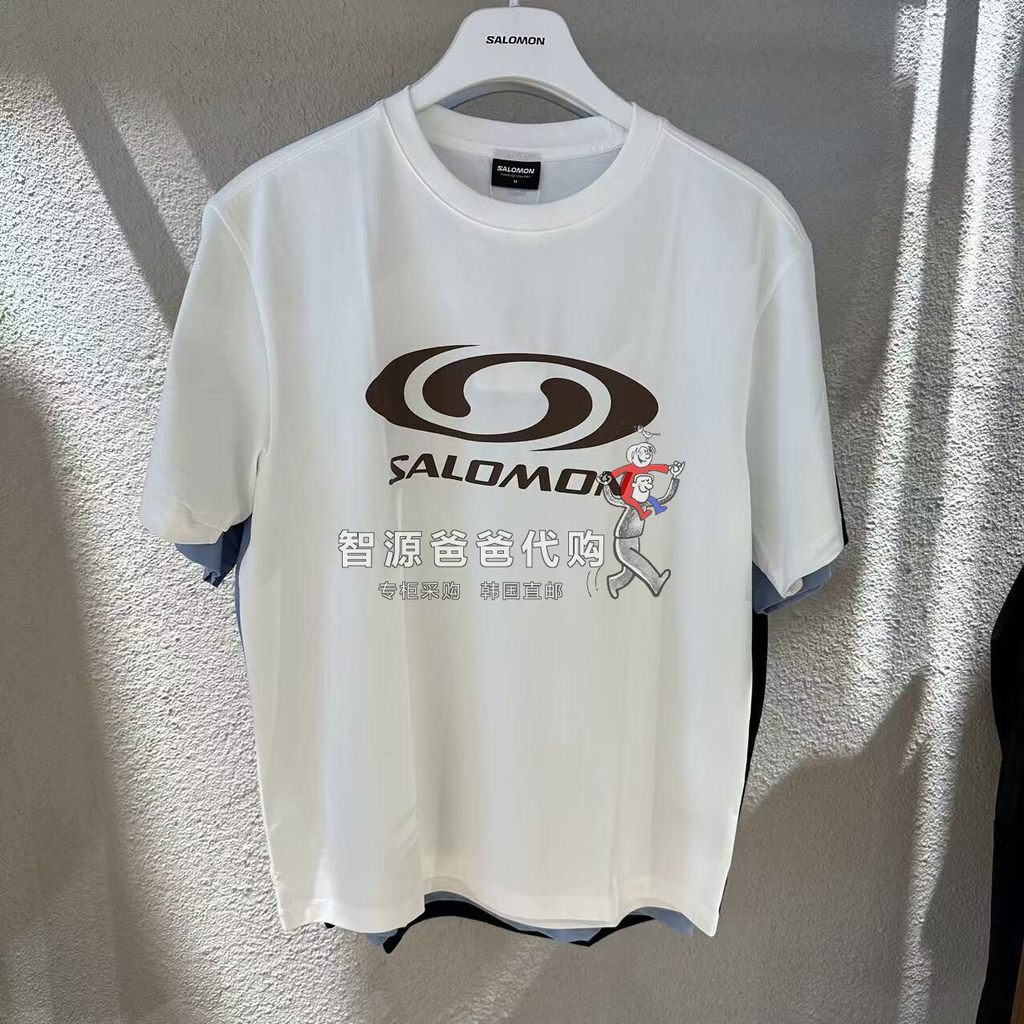 SALOMON ผู้ชาย 200GSM นุ่มคุณภาพสูงแขนสั้นเสื้อยืดหลวมลูกเรือคอ Breathable แขนสั้น 1HTS24 0512