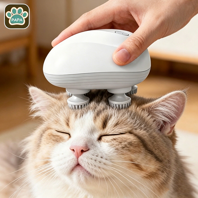 🐱เครื่องนวดแมว ของเล่นแมว เครื่องนวดอัตโนมัติ ซิลิโคนแปลงนุ่มนวดสบาย ชาร์จUSB ที่นวดแมว ขนาดเล็กพกพาสะดวก