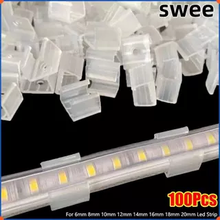 SWEE 100 ชิ้น LED Strip คลิปคงที่, พลาสติก 220V ยืดหยุ่น COB Light ติดตั้งหัวเข็มขัด, 5050/5730/2835 ผู้ถือโคมไฟ 8-20 มม.ผู้ถือโคมไฟเชื่อมต่อ