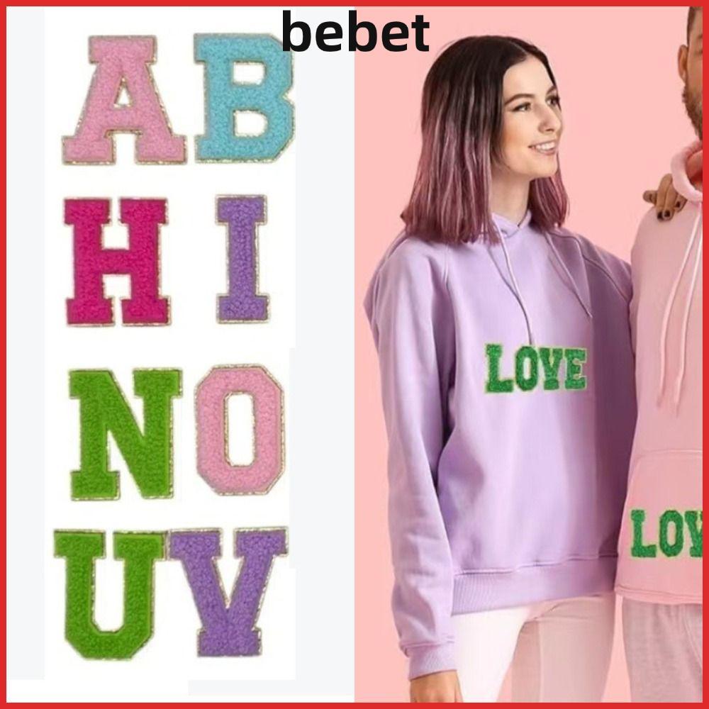 BE BET สติ๊กเกอร์ผ้ากาว 26 ชิ้น สำหรับติดเสื้อผ้า ตัวอักษร A-Z ภาษาอังกฤษ และแพทช์ปัก DIY ตกแต่งผ้า 
