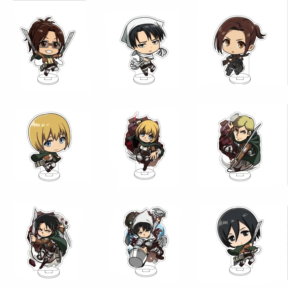 อะนิเมะ Standee Model Attack on Titan War on Titan micha ตกแต่งโต๊ะทํางานพร้อมตัวละคร Levi Eren Mika