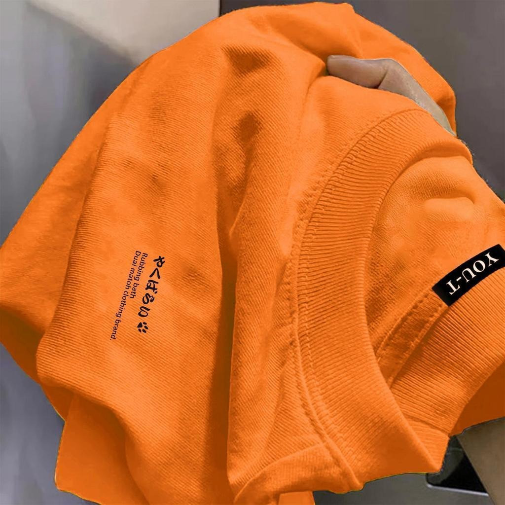 【My-T】🌸เสื้อยืดสีส้ม เกาหลีสไตล์ "CAT DUAI" ผ้าCOTTON100%ใส่สบายไม่ต้องรีดOVERSIZEเสื้อผู้ชาย【COD】
