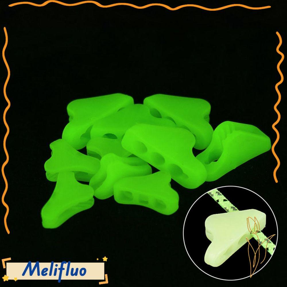 MELIFLUO 10 ชิ้นเรืองแสงเชือก Stopper สามเหลี่ยมกันสาด Wigwam Adjuster Camping Mountain กระชับ Hook
