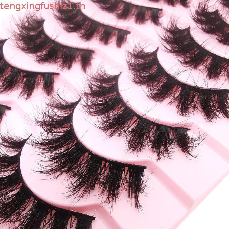 HBZGTLAD Soft Mink Eyelashes 3D Curl Winged End Eye Elongated ปลอม Lashes หนา Handmade ธรรมชาติขนตาป