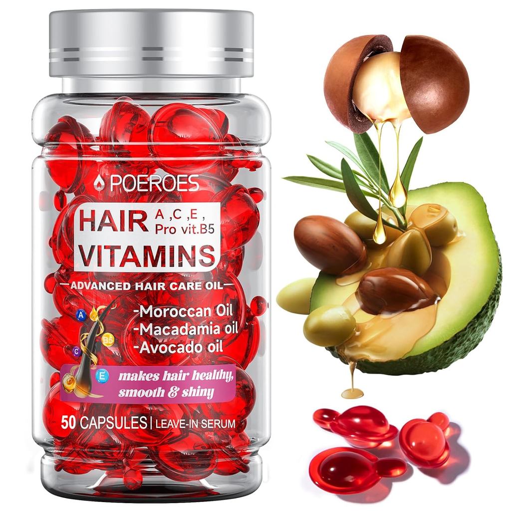 HairOil50Capsules-HairVitaminsACEProB5-HairTreatmentSerum-เซรั่มสําหรับผมชี้ฟูและความเสียหายHair-Arg