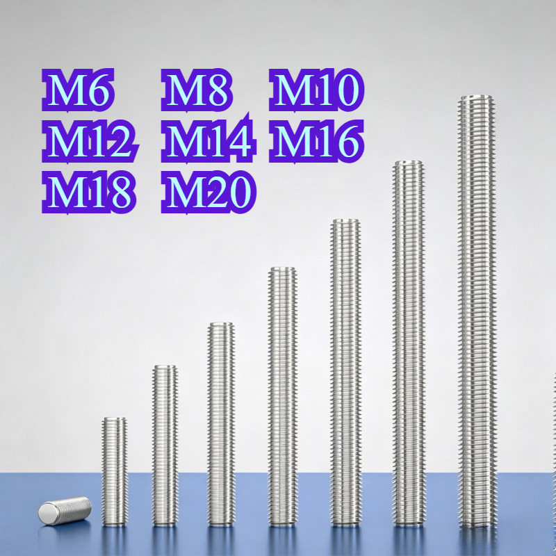 สตั๊ดเกลียวละเอียด สแตนเลส 304 แกนเกลียวสองหัว ไม่มีหัว M6-M20【WY1】