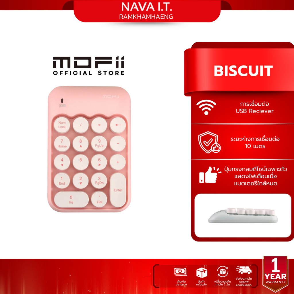 MOFii BISCUIT Wireless Numeric keypad PINK/GREEN/GREY แป้นพิมพ์ตัวเลข
