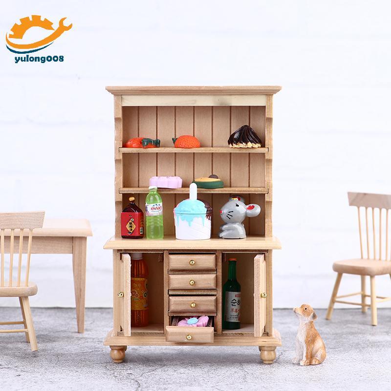 [MR] 1:12 Dollhouse Miniature Wood Display Cupboard Shelf Cabinet Decorative Painted TH