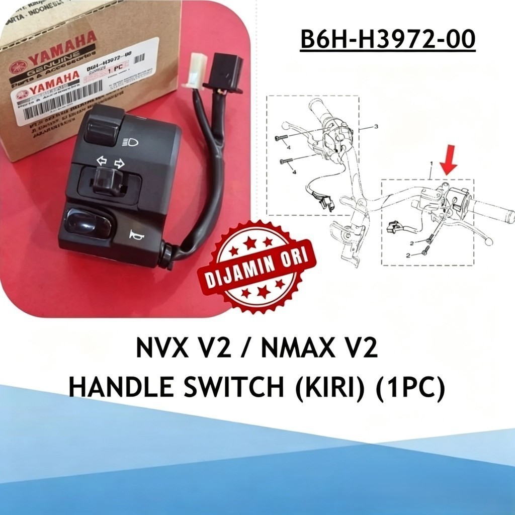 SCOOTER NVX V2 & NMAX V2 & NVX15 V2 & NMAX155 V2 B6H-H3972-00 * LH SIDE * สวิตช์แฮนด์อะไหล่ YAMAHA