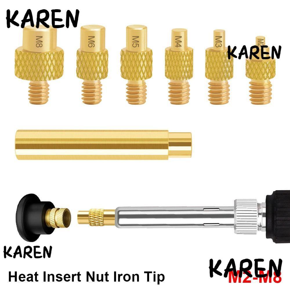 KARENGOODS 1 ชุดเคล็ดลับน็อตแทรกความร้อน, ทองเหลือง Universal 936 T12 ปลายหัวแร้ง, พร้อมอะแดปเตอร์ Hot Nut M2-M8 ภายใน/ภายนอกหัวด้ายพิมพ์อุปกรณ์เสริม
