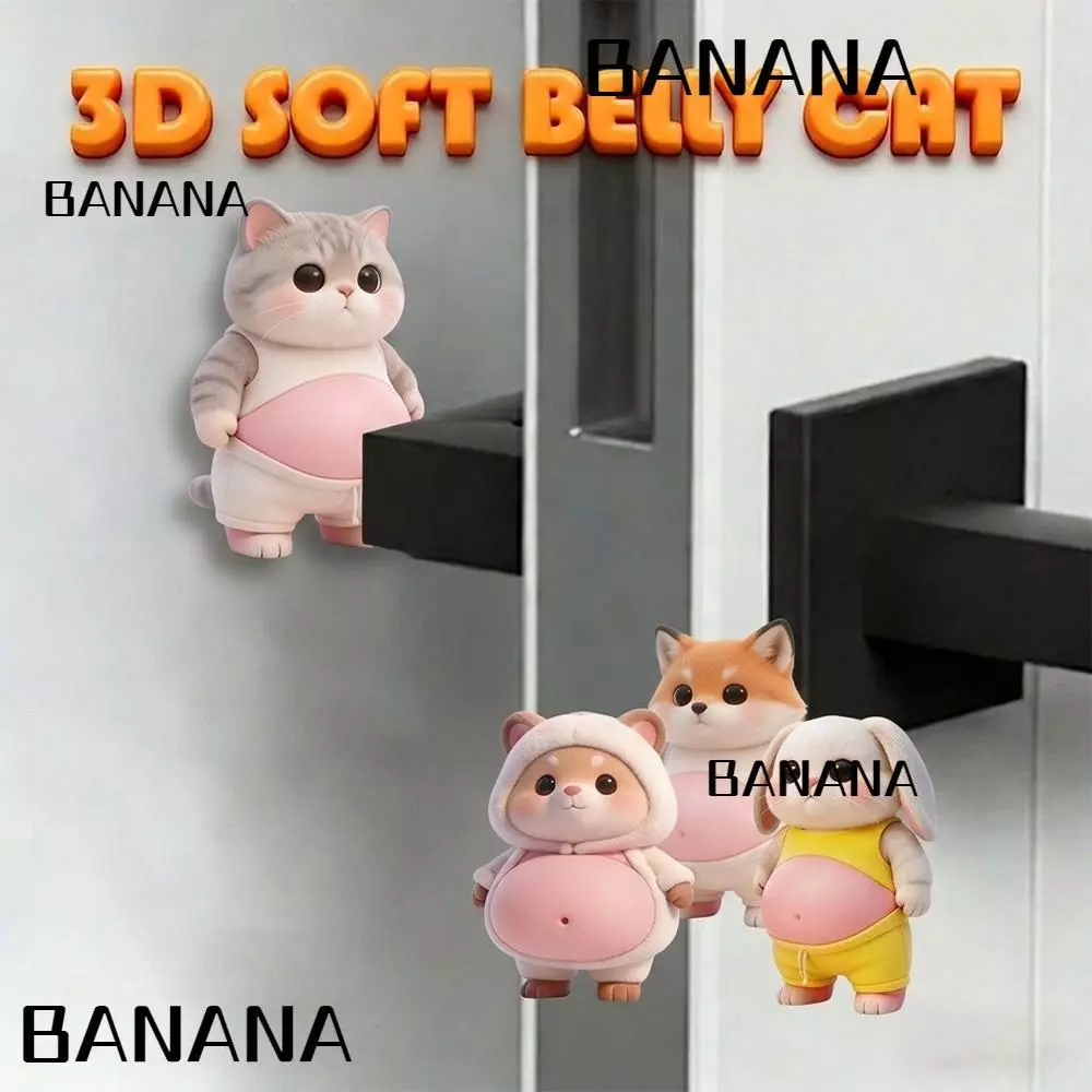 BANANA1 2PCS กันชนประตู, Self กาวยางนุ่ม Anti-Collision Pad, น่ารักอ้วนสัตว์กันกระแทก Anti-slip Stop Pad อุปกรณ์ตกแต่ง