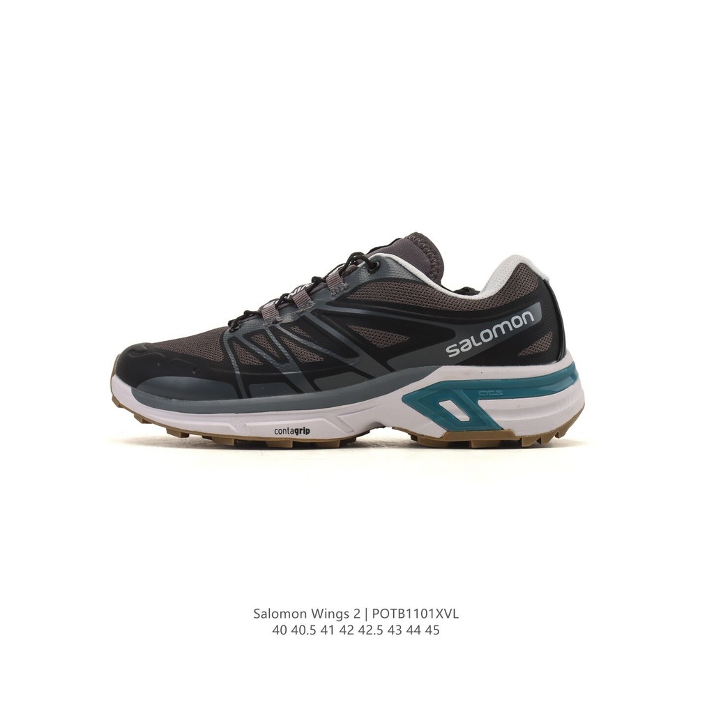 SALOMON XT-WINGS 2 รองเท้าวิ่งและเดินป่ากลางแจ้ง ออกแบบแบบ retro สีดำและส้ม ป้องกันลื่นและระบายอากาศ