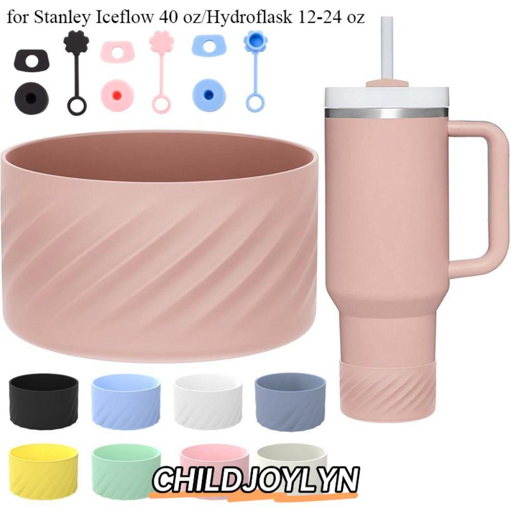 CHILDJOYLYN แขนก้นขวด 7.5 ซม., อุปกรณ์ถ้วยซิลิโคนขวดน้ํา Pad, ป้องกันการรั่วไหล Anti-Slip สําหรับ Iceflow 40 ออนซ์/ซอง 12-24 ออนซ์