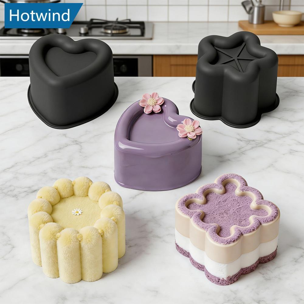 HW 4 นิ้วหัวใจ Star ดอกไม้รูปซิลิโคนเค้กเบเกอรี่แม่พิมพ์เกรดอาหาร Non-Stick แม่พิมพ์สําหรับมูสพุดดิ้