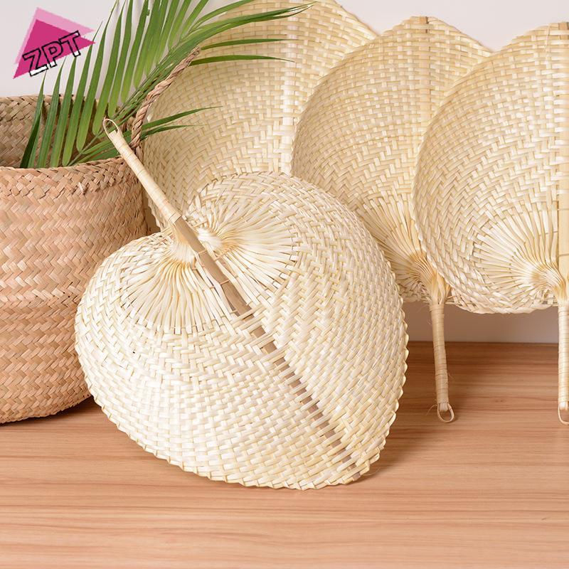 [ZPT] Pushan Arts Hand Made Fan Peach Shaped Bamboo Fan Summer Cool Air Fan DIY TH