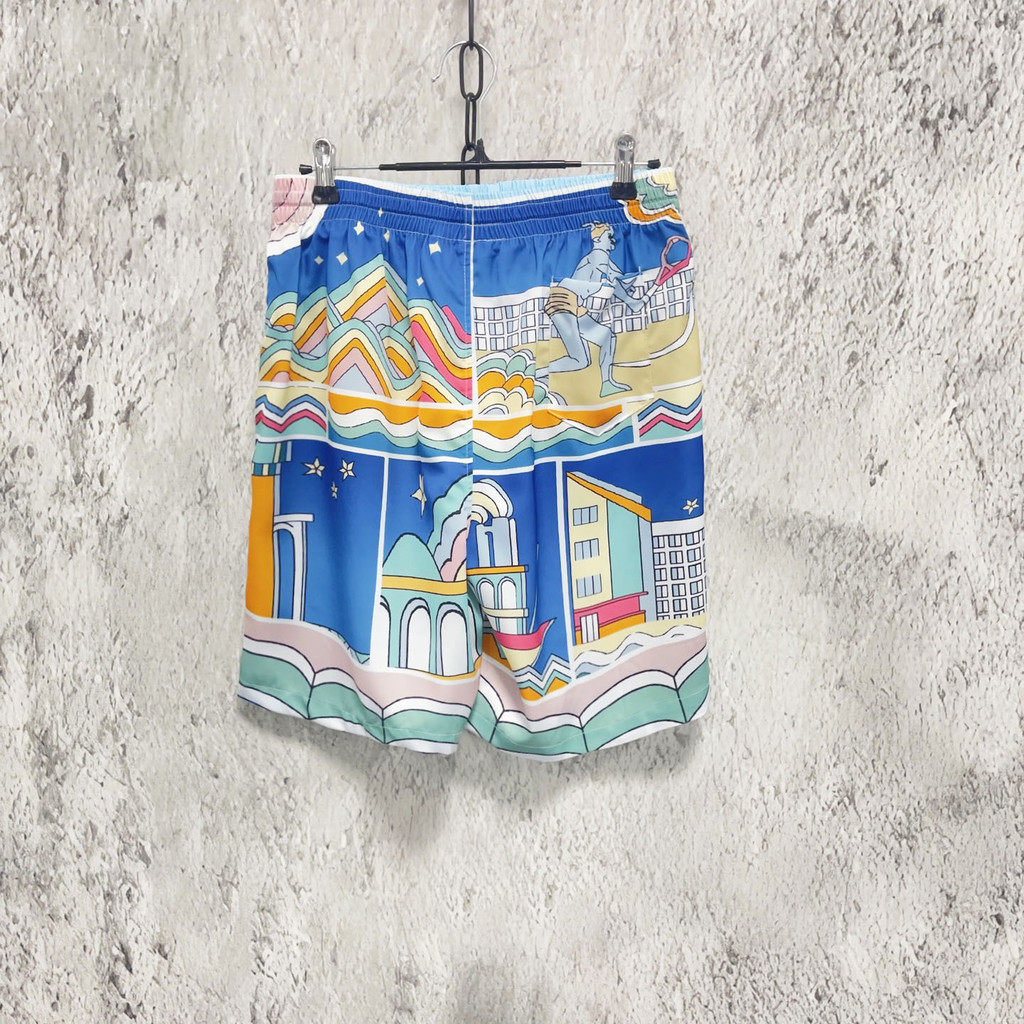 AHID CASABLANCA Vacation Hawaiian Versatile Bermuda Shorts Sicilian Style Hawaiian Casual Shorts