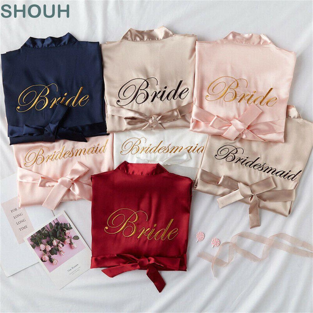 SHOUH ผ้าไหมซาติน Dressing ชุดนอนกิโมโนแฟชั่นเสื้อคลุมอาบน้ํา