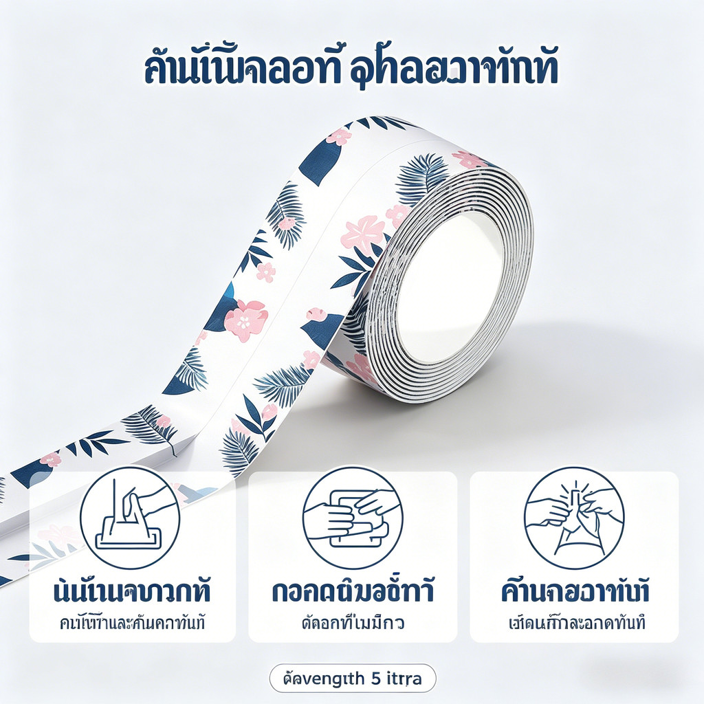 เทปกันน้ำสำหรับติดขอบอ่างล้างจานลวดลายทันสมัยสีสันสดใส