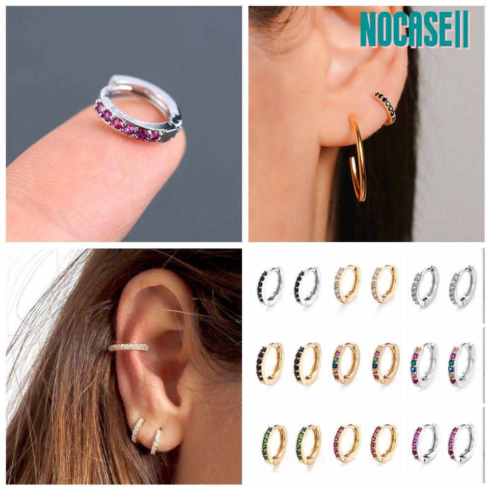 NOCASE Zircon EAR Stud แฟชั่นเครื่องประดับ Helix กระดูกอ่อน Tragus เครื่องประดับ 8 มม.Daith Conch Snug Huggie Hoop ต่างหู CZ หูเจาะ