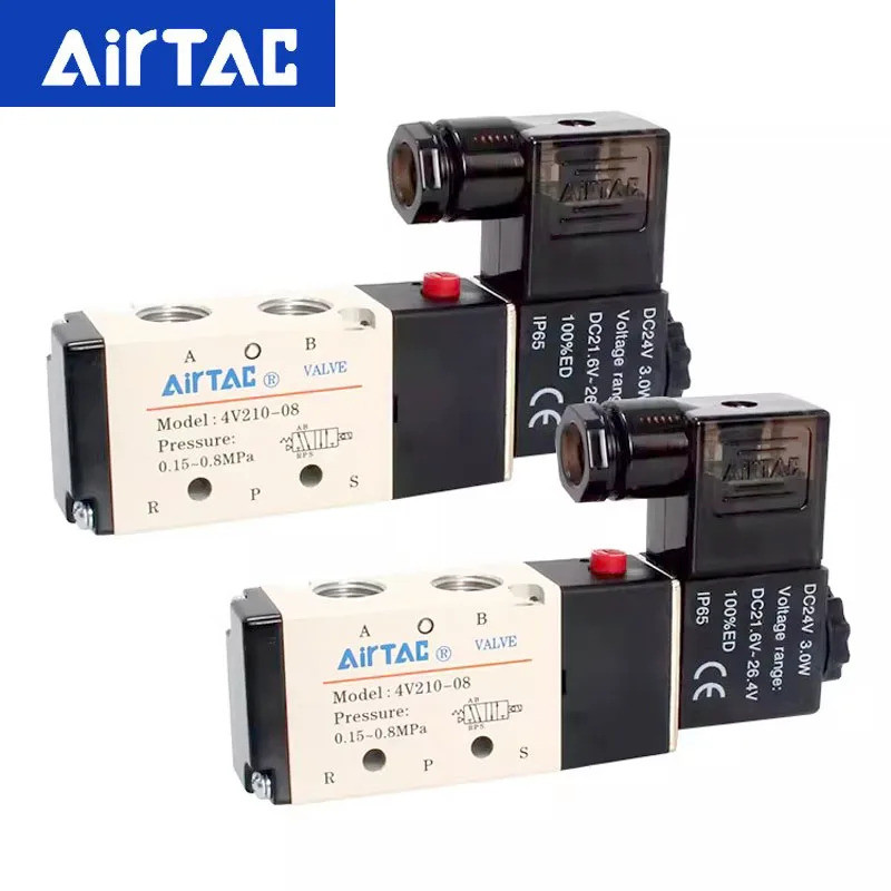 AirTAC 4V110-06 4V210-08 4V310-10 4V410-15 นิวเมติกไฟฟ้า Solenoid วาล์วทิศทางควบคุม Solenoid วาล์ว 1